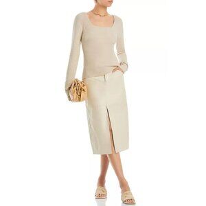 Malene Birger Laril Ribbed Knit Sweater Top Size Small Stone $450 Y2k 90s